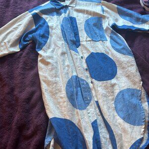 Nettle Studios Polka Dot Soft Volume Shirt Dress (linen)